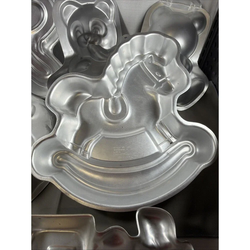 Vtg Wilton Character Cake Pan Lot (Set of 5) Lion, Horse, Bear, Butterfly, Train